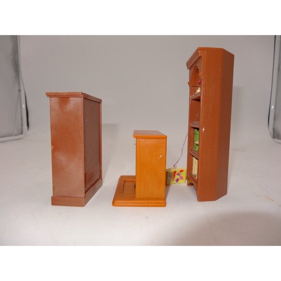 Loving Family Fisher Price Dollhouse Bookcase Corner Shelf Fireplace and Armoire - Picture 13 of 14
